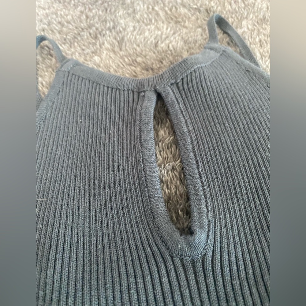 ribbed knit halter top with keyhole slate Size L, tags still attached. - Picture 3 of 5